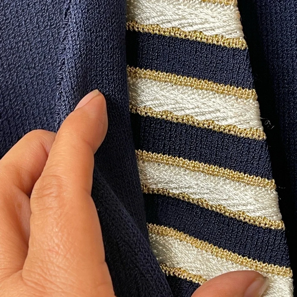 St. John collection Layered wool knit blue gold blazer/coat size 12 - Picture 10 of 16